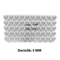 Epoksi Silikon Kalıp Çoklu Kalp Delikli Anahtarlık Kolye Kalıbı Küçük Boy 3 CM 50 Li