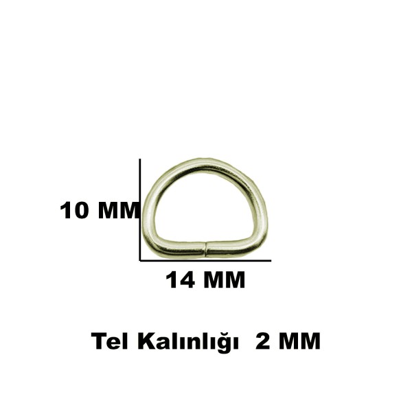 Kervan Anahtarlık Montaj Halkası D Çanta Bağlantı Halkası 14x10 MM (1000 Adet)  Gold