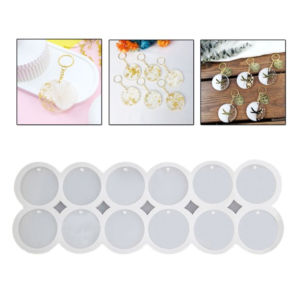 Kervan Epoksi Reçine Silikon Kalıp Çoklu Yuvarlak Delikli Anahtarlık Kalıbı 4.5 CM 12 Li