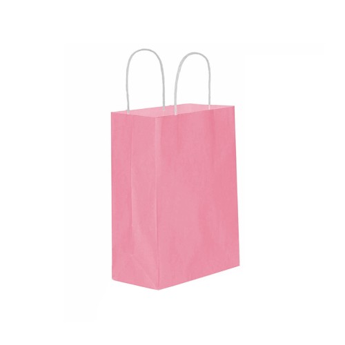Kağıt Hediye Çantası Düz Renk Battal Boy 31X41 CM (25 Adet)  Pembe