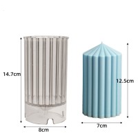 Kervan Poli Karbon Sert Plastik  Mum Kalıbı Dik Çizgili Kule Şekilli 14,7X8  CM