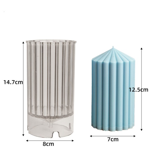Kervan Poli Karbon Sert Plastik  Mum Kalıbı Dik Çizgili Kule Şekilli 14,7X8  CM