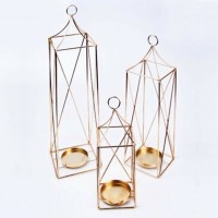Kervan Metal 3'Lü Set Dekoratif Mumluk Fener   Gold
