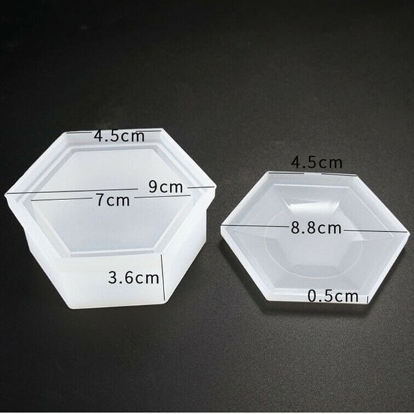 Kervan Silikon Reçine Altıgen Mücevher Saklama Kutusu Kalıp  8 CM