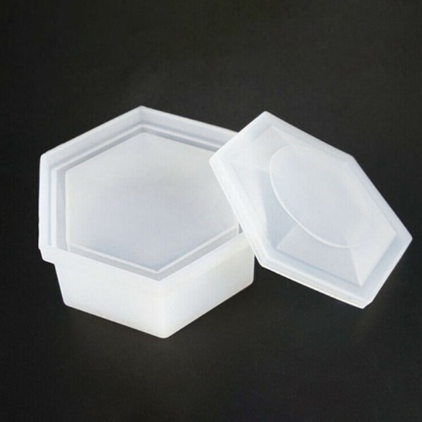 Kervan Silikon Reçine Altıgen Mücevher Saklama Kutusu Kalıp  8 CM