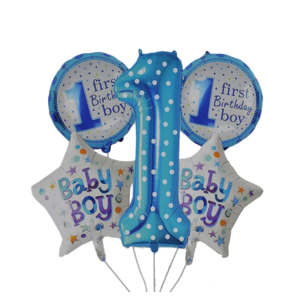 Kervan 1 Yaş Baby Boy Folyo Balon Yıldızlı Set  Mavi