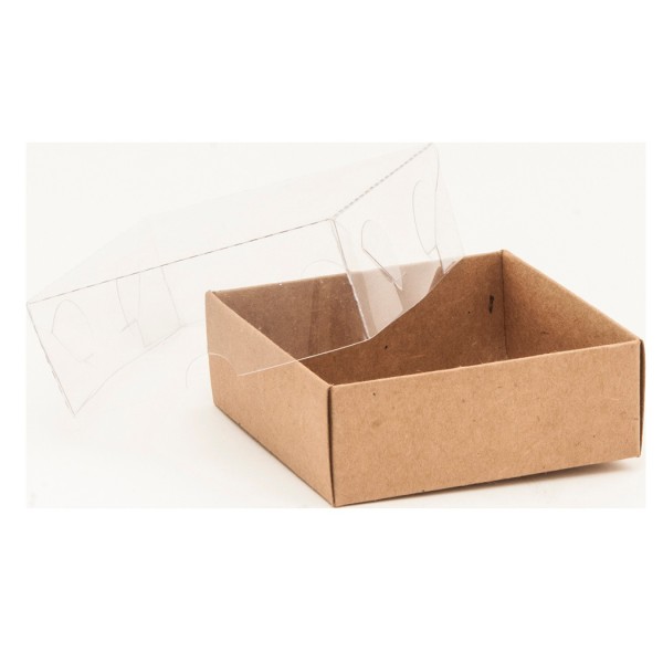 Kervan Asetat Kapaklı Karton Kutu Düz Renk 9X9X3 CM (50 Adet)  Kraft