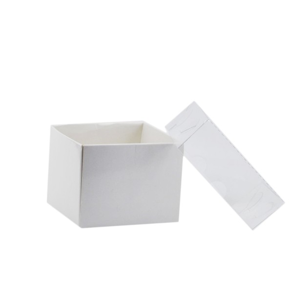 Kervan Asetat Kapaklı Karton Kutu 7.5X7.5X7 (50 Adet)  Beyaz