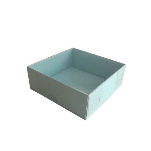 Asetat Kapaklı Karton Kutu Düz Renk 9X9X3 CM (50 Adet)  Mavi