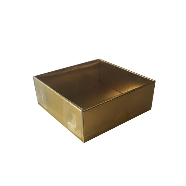 Kervan Asetat Kapaklı Karton Kutu Düz Renk 9X9X3 CM (50 Adet)  Gold