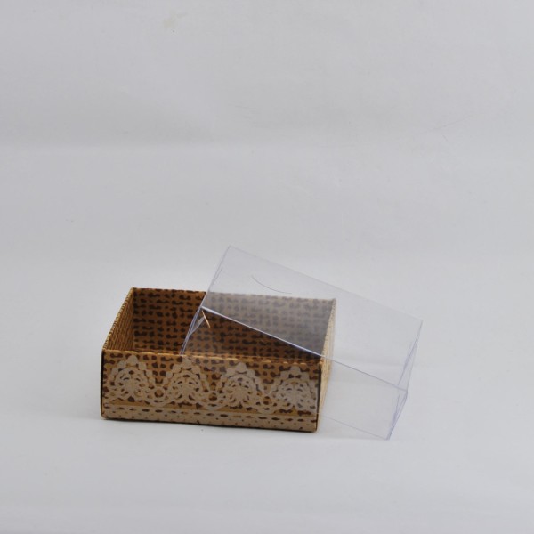 Kervan Asetat Kapaklı Karton Kutu Dantel Desenli Model 8X8X3 (50 Adet)  Kraft