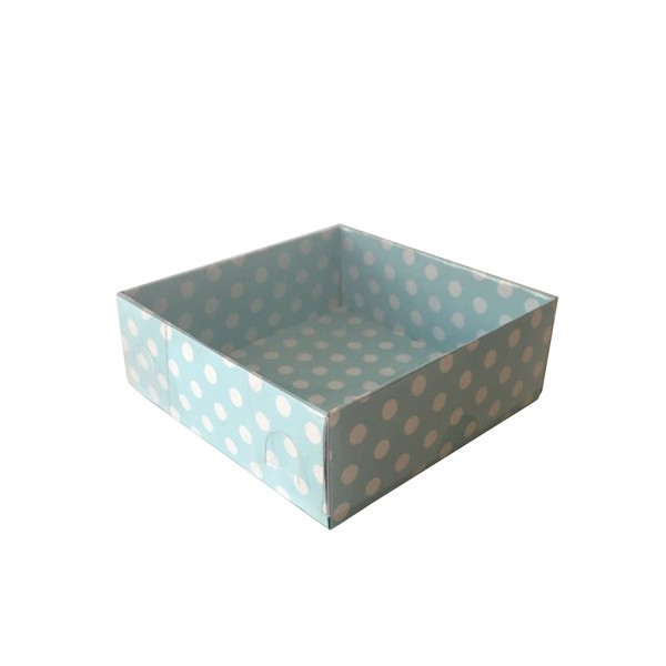 Kervan Asetat Kapaklı Karton Kutu 9X9X3 CM (50 Adet)  Puantiyeli Mavi
