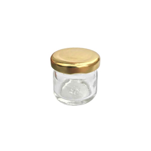 Kervan Şişe Cam Metal Kapaklı Bal Kavanozu Modeli 40 Cc (50 Adet)  Gold