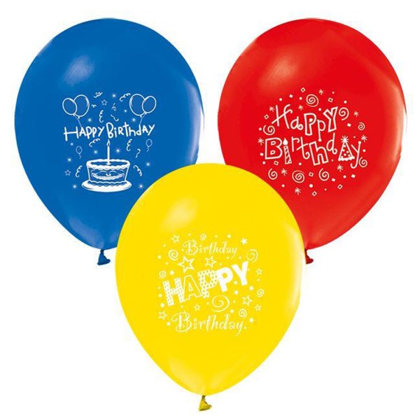 Kervan Balon 1+1 Hapy Birthday Baskılı Karışık Renk  (20 Adet)