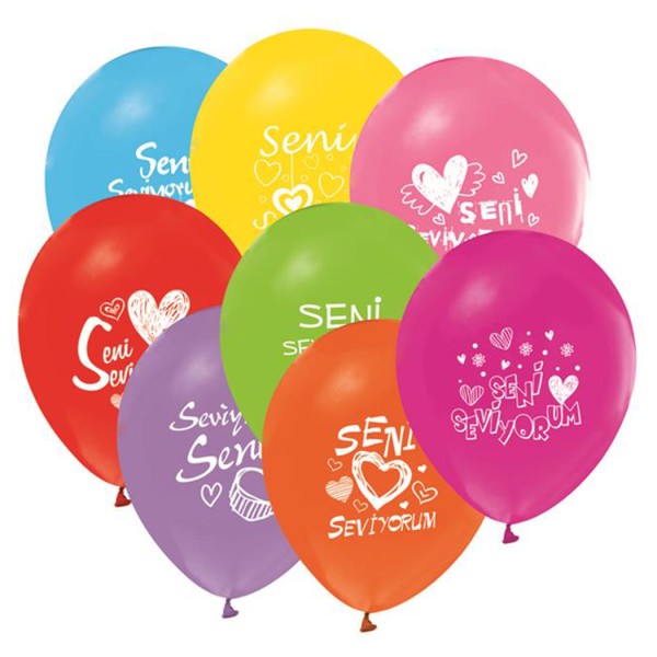 Kervan Balon 1+1 Seni Seviyorum Karışık Renk Baskılı (20 Adet) Kervan Balon 1+1 Seni Seviyorum Karışık Renk Baskılı (20 Adet)