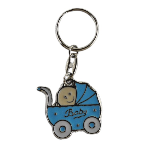 Kervan Bebek Anahtarlığı Metal Bebek Pusette Baby (10 Adet)  Mavi