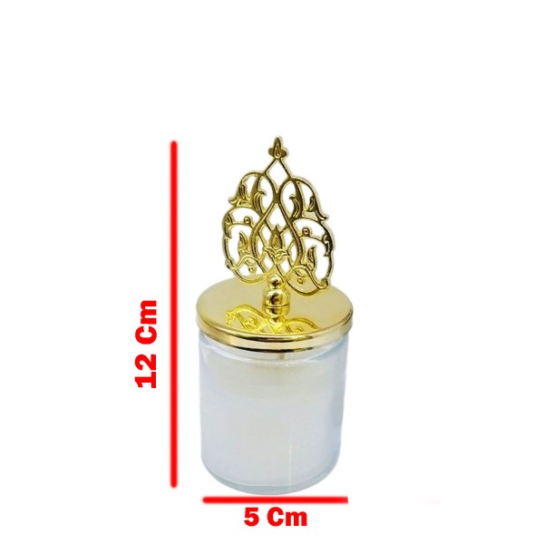 Kervan Cam Bardak Mum Kubbeli Model (Sultan Mumu) Yaprak   Gold