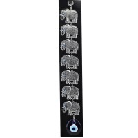 Kervan Cam Nazar Boncuklu Metal Duvar Süsü 7 Li Fil Figürlü Model 3 Kervan Cam Nazar Boncuklu Metal Duvar Süsü 7 Li Fil Figürlü Model 3