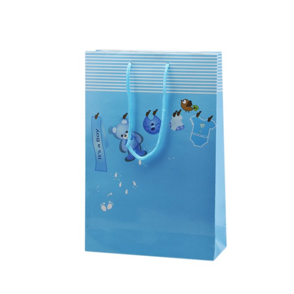 Kervan Çanta Karton Bebek Temalı Ayıcıklı Ve Kuşlu 17X25 (25 Adet)  Mavi