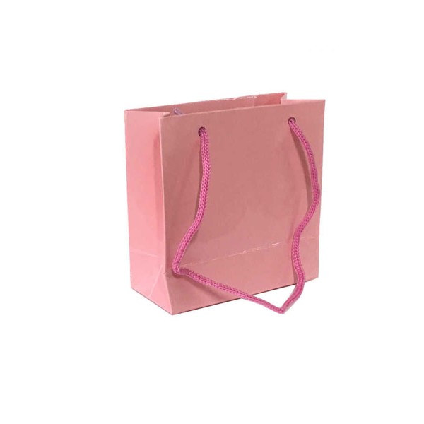 Kervan Karton Çanta Minik Boy Düz Renk 11X11 Cm (50 Adet)  Pembe