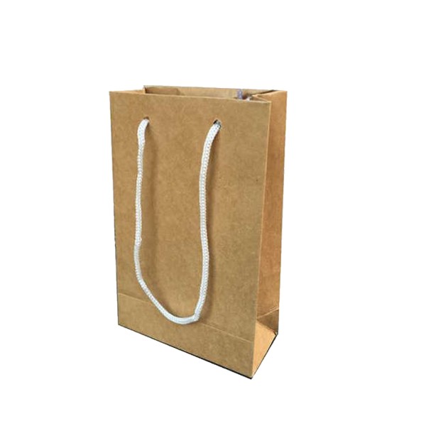 Kervan Karton İp Saplı Hediye Çantası Düz Renk 11X17 Cm (25 Adet)  Kraft