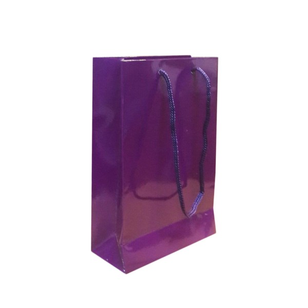 Kervan Karton İp Saplı Hediye Çantası Düz Renk 11X17 Cm (25 Adet)  Mor