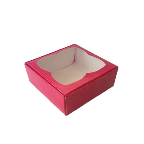Kervan Çerçeveli Karton Kutu 9X9X3 CM (50 Adet)  Fuşya