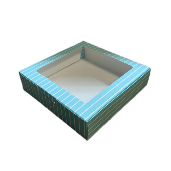 Kervan Pencereli Karton Kutu Çizgili Model 20X20X5 CM (10 Adet) Mavi Kervan Pencereli Karton Kutu Çizgili Model 20X20X5 CM (10 Adet) Mavi