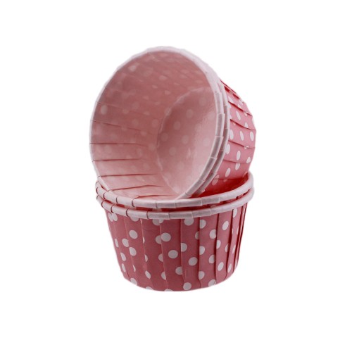 Cupcake Kalıbı Büyük Boy 62*40 Mm (100 Adet)  Puantiyeli Pembe