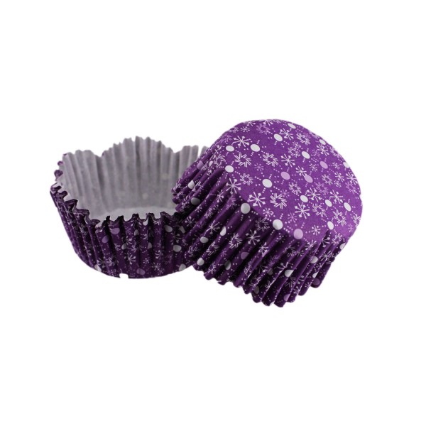 Kervan Cupcake Kalıbı Pet Kapsül Kar Desenli Mor Dalgalı Kek Kalıbı 65X38 MM (100 Adet)
