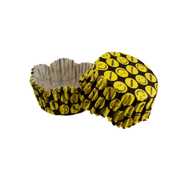 Kervan Cupcake Kalıbı Pet Kapsül Dalgalı Sarı Emoji Kek Kalıbı 65X38 MM (100 Adet)