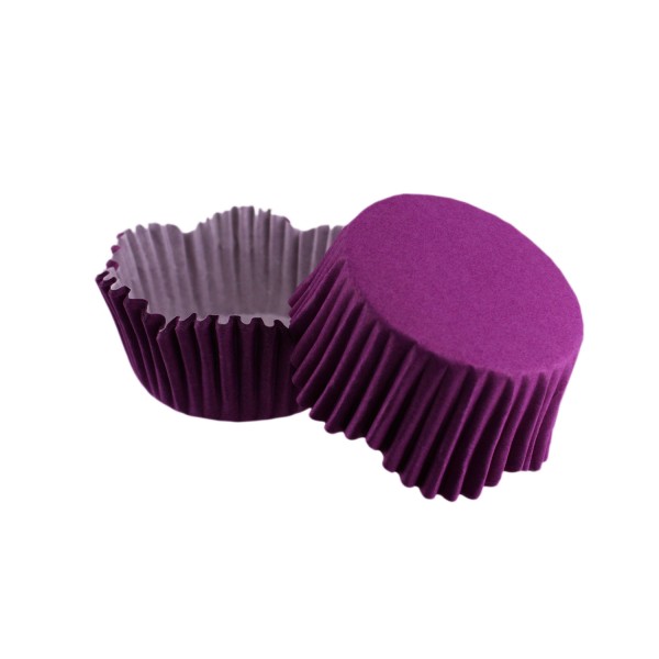 Kervan Cupcake Kalıbı Pet Kapsül Dalgalı Kek Kalıbı 65X38 MM (100 Adet)  Mor