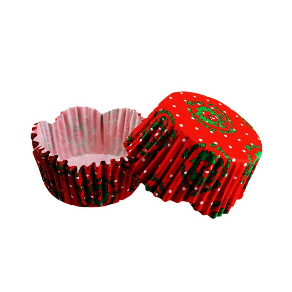 Kervan Cupcake Kalıbı Pet Kapsül  KIrmızı Yeşil Beyaz Puanlı Dalgalı Kek Kalıbı 65X38 MM (100 Adet)