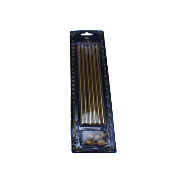 Kervan Doğum Günü Pasta Mumu Uzun Boy 18 CM (6 Adet)  Gold