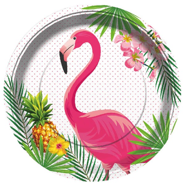 Kervan Flamingo Temalı Karton Tabak 23 CM (8 Adet)