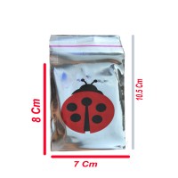 Kervan Hediye Paketi İçin Uğurböcekli Yapışkanlı Poşet 7X9CM (100 Adet)