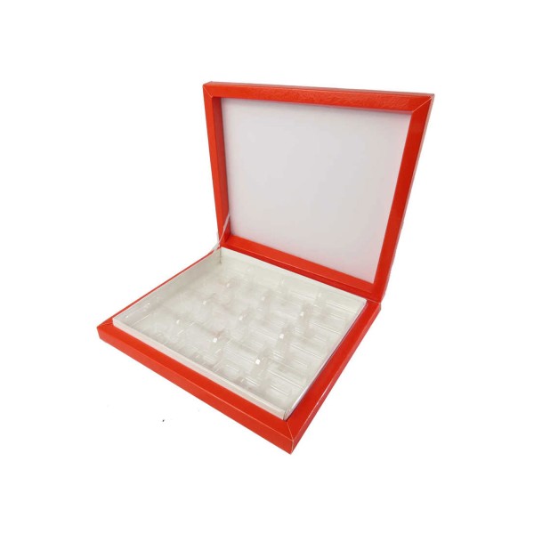 Kervan Karton Çikolata Kutusu 16'lı Separatörlü 23.5 X 22.5 CM   Kırmızı