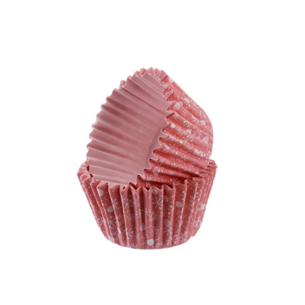 Kervan Kek Kalıbı Pet Kapsül 52X45 Mm Kağıt Cupcake Kağıdı (100 Adet)  Kar Desenli Pembe