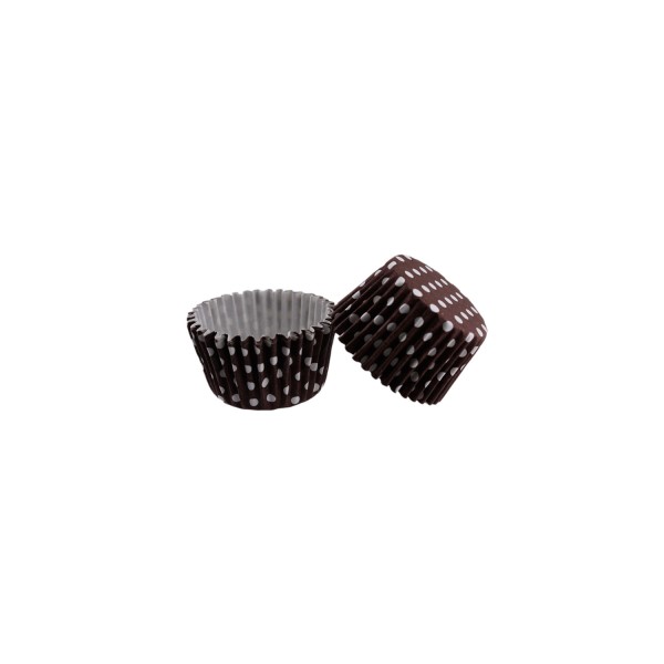 Kervan Kek Kalıbı Pet Kapsül 52X45 MM Kağıt Cupcake Kağıdı (100 Adet)  Puantiyeli Kahverengi