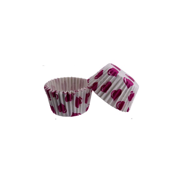 Kervan Kek Kalıbı Pet Kapsül 52X45 MM Kağıt Cupcake Kağıdı (100 Adet) Beyaza Fuşya Kalpli Kervan Kek Kalıbı Pet Kapsül 52X45 MM Kağıt Cupcake Kağıdı (100 Adet) Beyaza Fuşya Kalpli