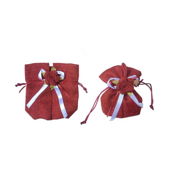 Kervan Kına Çerez Kesesi Çuval Osmanlı Modeli 14X16 Cm (10 Adet)  Kırmızı
