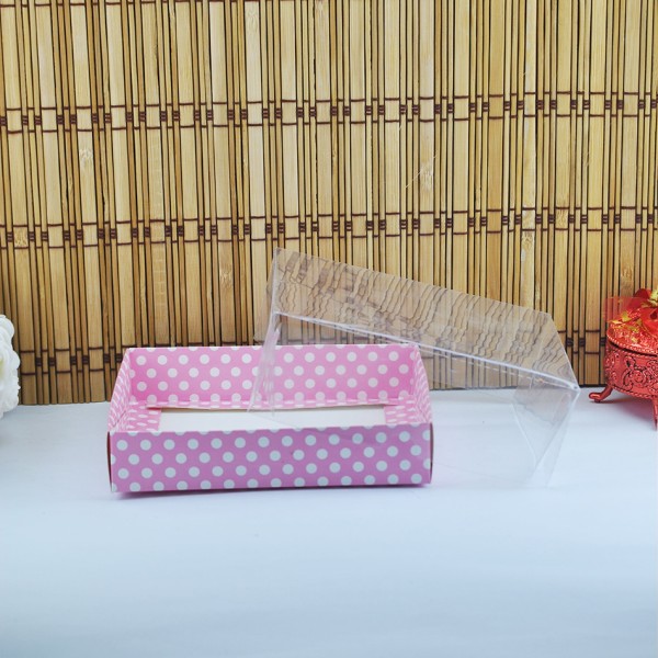 Kervan Asetat Kapaklı Karton Kutu 15X15X5 (25 Adet)  Puantiyeli Pembe