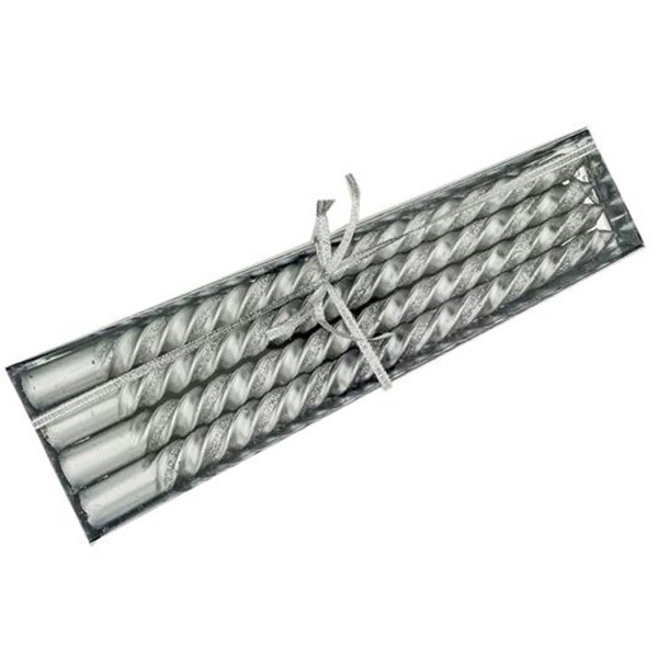 Kervan Mum Burgulu Şamdanlık Simli 25 Cm (4 Adet)  Gümüş