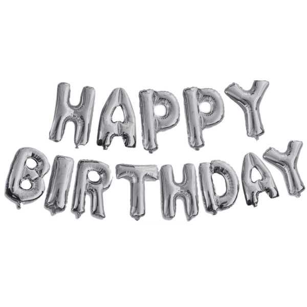 Kervan Folyo Balon Happy Birthday Yazısı  Gümüş