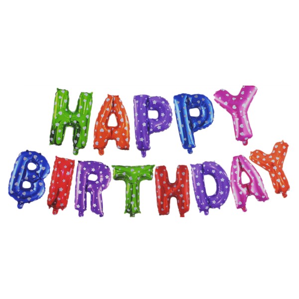 Kervan Folyo Balon Happy Birthday Yazısı Karışık Renk Kervan Folyo Balon Happy Birthday Yazısı Karışık Renk