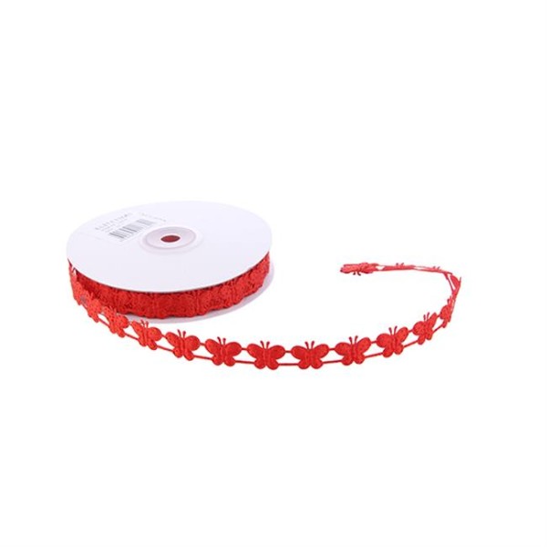 Kervan Kurdele Kelebekli Simli 2 Cm (18 Metre) Kırmızı Kervan Kurdele Kelebekli Simli 2 Cm (18 Metre) Kırmızı
