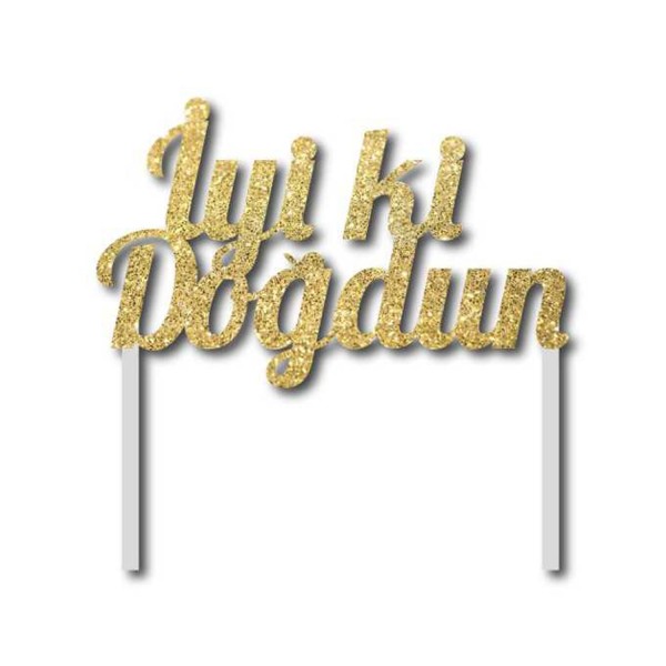 Kervan Pasta Süsü Evadan Simli İyiki Doğdun Çubuklu  Altın