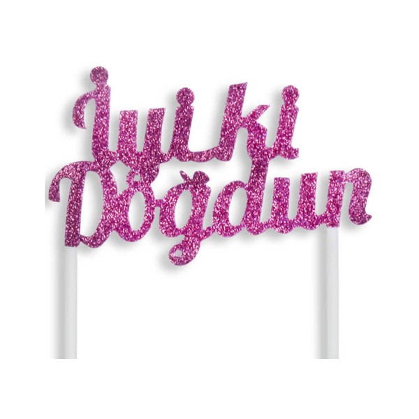 Kervan Pasta Süsü Evadan Simli İyiki Doğdun Çubuklu  Mor