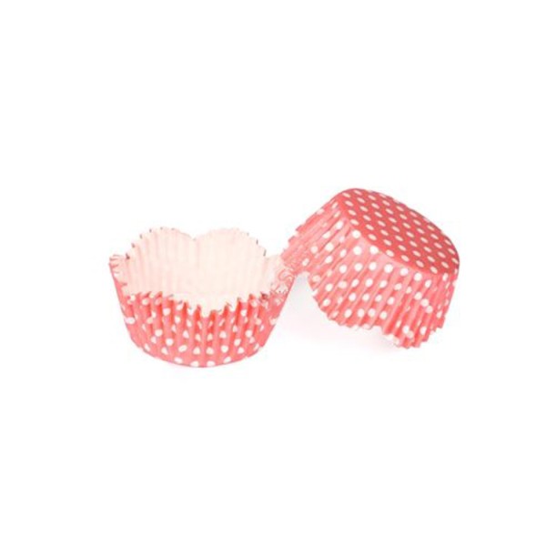Kervan Kek Kalıbı Pet Kapsül 65*38 Mm Kağıt Cupcake Kağıdı (100 Adet)  Puantiyeli Pembe