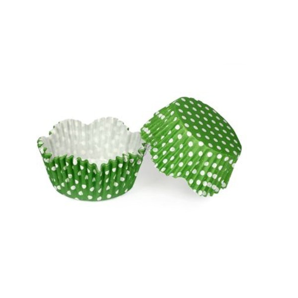 Kervan Kek Kalıbı Pet Kapsül 65*38 Mm Kağıt Cupcake Kağıdı (100 Adet)  Puantiyeli  Yeşil